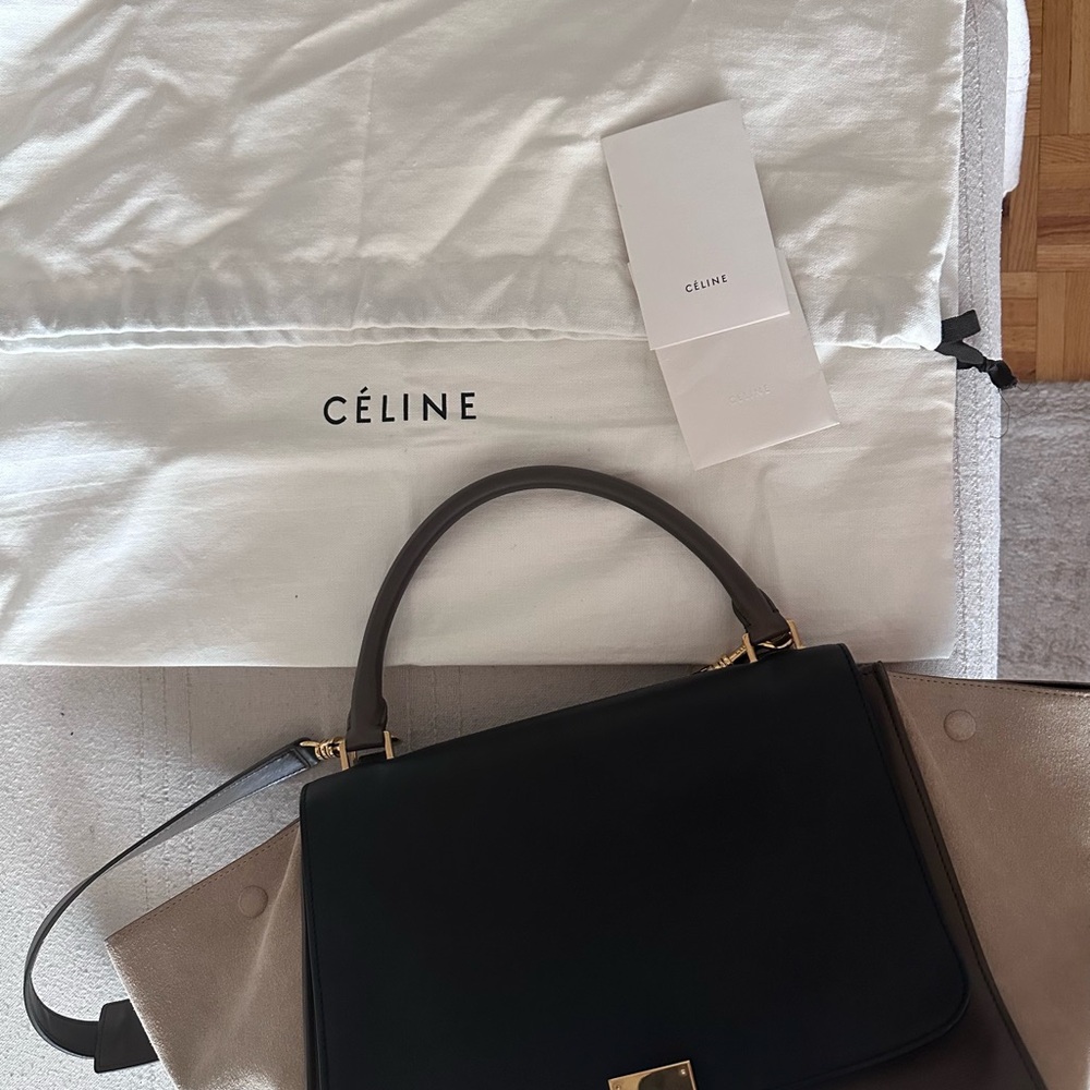Authentic Céline Trapeze Bag – Tri-Color Leather & Suede | Rare Phoebe Philo Era - Picture 5 of 13